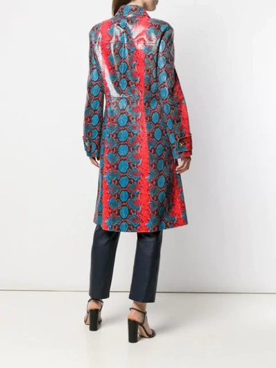 Shop Versace Python Printed Leather Coat In Red