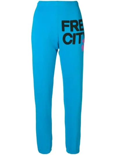 Shop Freecity Logo Print Track Pants - Blue