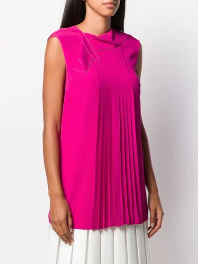 Shop Marni Pleated Long-line Blouse In Pink