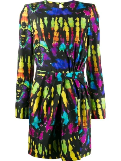 Shop Dsquared2 Tie-dye Silk Mini Dress In Black