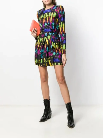 Shop Dsquared2 Tie-dye Silk Mini Dress In Black