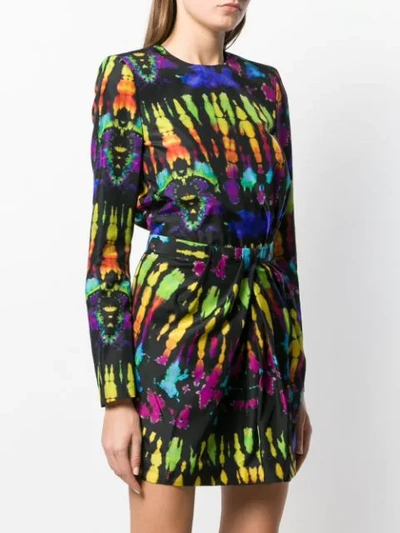 Shop Dsquared2 Tie-dye Silk Mini Dress In Black