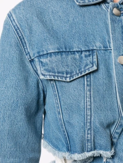 Shop Ground Zero Cut Out Denim Jacket In Blue