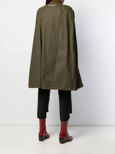 Shop Miu Miu Waxed Cape In Green