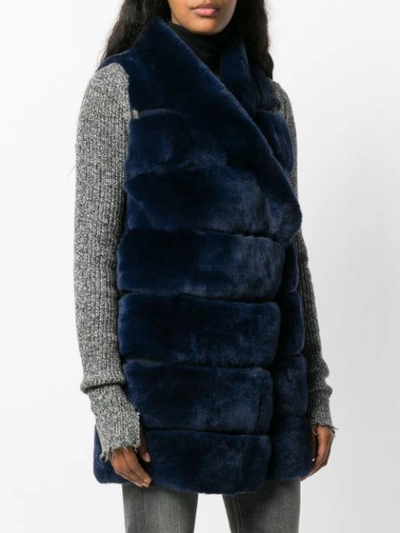 Shop Liska Fur Gilet Jacket - Blue
