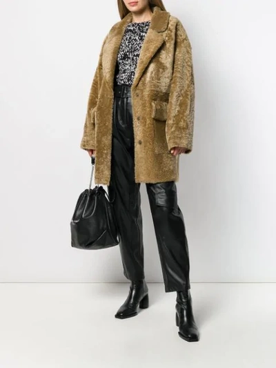 Shop Drome Textured Shearling Coat In Brown