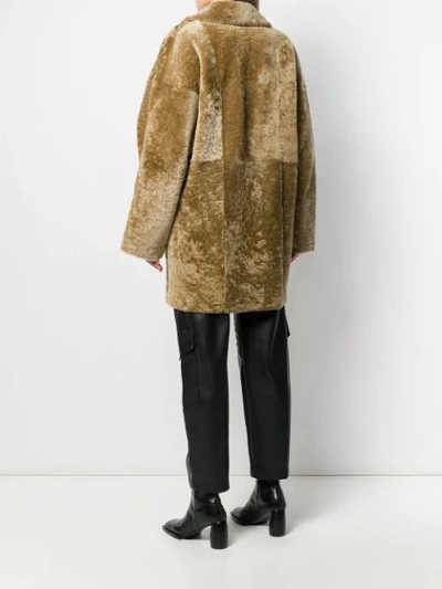 Shop Drome Textured Shearling Coat In Brown