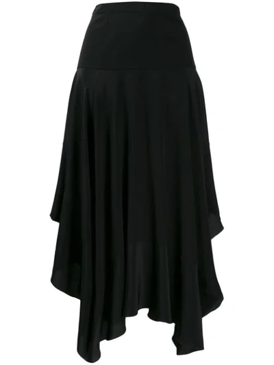 Shop Stella Mccartney Asymmetric Flared Midi Skirt In 1000 Black