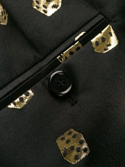 Shop Moschino Metallic Flared Trousers In Black
