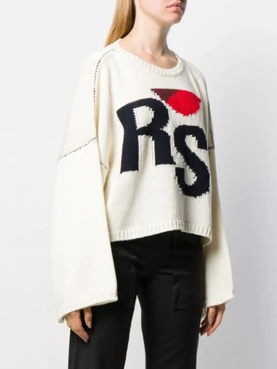 Shop Raf Simons Branded Chunky Jumper In White