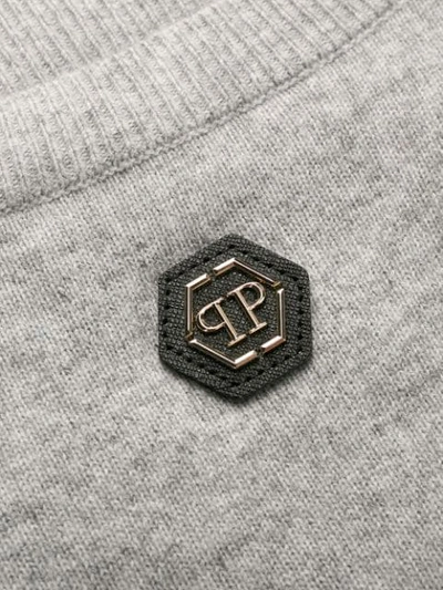 Philipp Plein Pullover Polo-neck Ls Skull In Grey