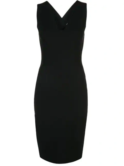 Shop Narciso Rodriguez V-neck Fitted Dress In Black