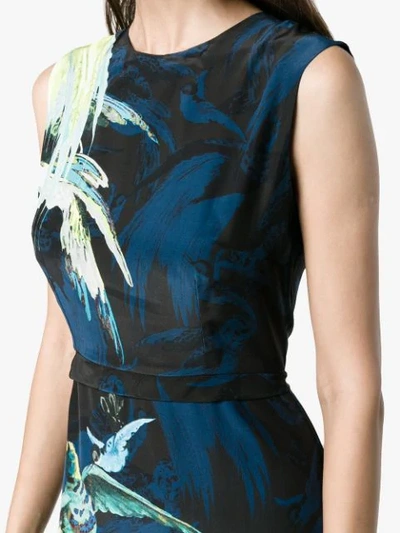 Shop Erdem Bird Printed Evening Dress In Blue