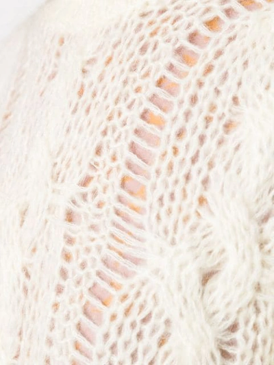 Shop Acne Studios Frayed Cable Knit Jumper In White