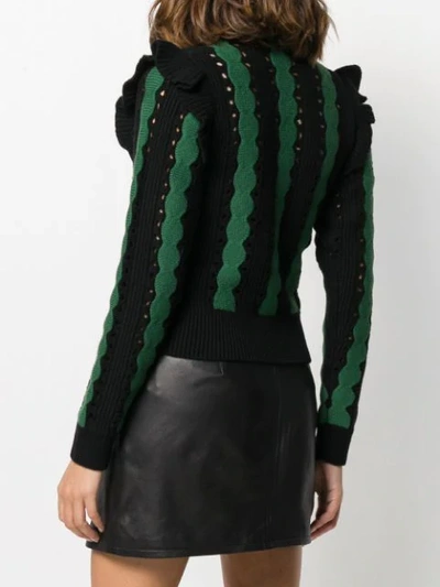 Shop Self-portrait Two Tone Knitted Top In Green