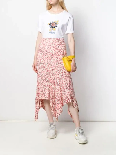 Shop Kenzo Flower Embroidery T-shirt In White