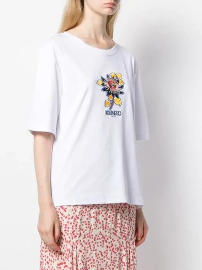 Shop Kenzo Flower Embroidery T-shirt In White