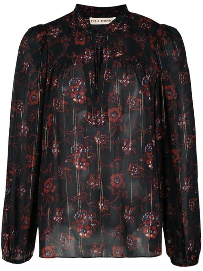 Shop Ulla Johnson Floral Print Blouse In Black