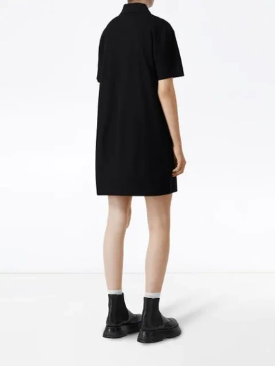 Shop Burberry Logo Graphic Cotton Piqué Dress In Black