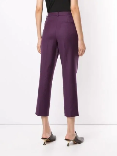 Shop Theory Slim Cropped Trousers In Purple