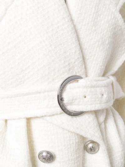 Shop Balmain Boucle Belted Coat  In 0fa White