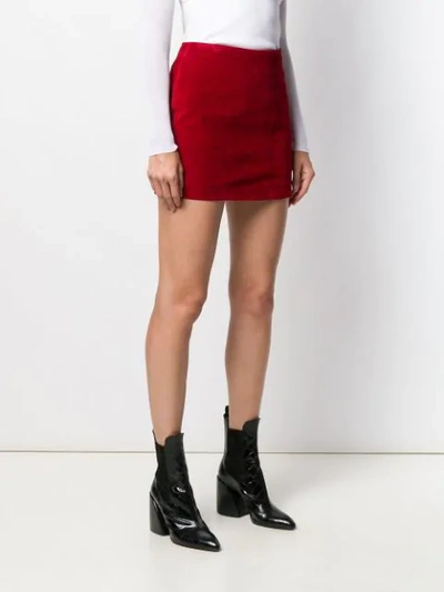 Shop Saint Laurent Suede Mini Skirt In Red