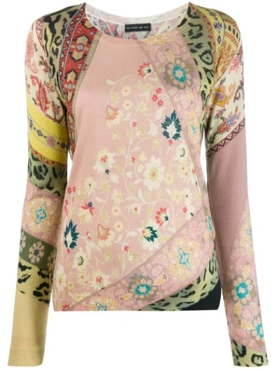 Shop Etro Abstract Crew Neck Jumper In Pink
