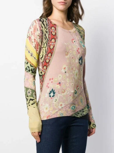 Shop Etro Abstract Crew Neck Jumper In Pink