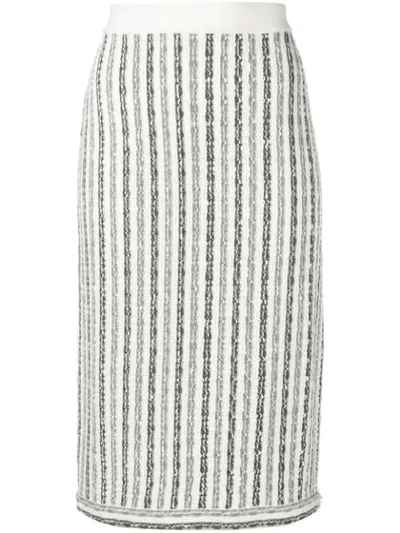 Shop Thom Browne Wide University Stripe Yarn Skirt In 982 Tonal Grey