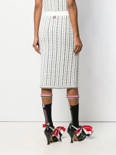 Shop Thom Browne Wide University Stripe Yarn Skirt In 982 Tonal Grey