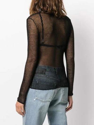 Shop Saint Laurent Sheer Knitted Top In Black