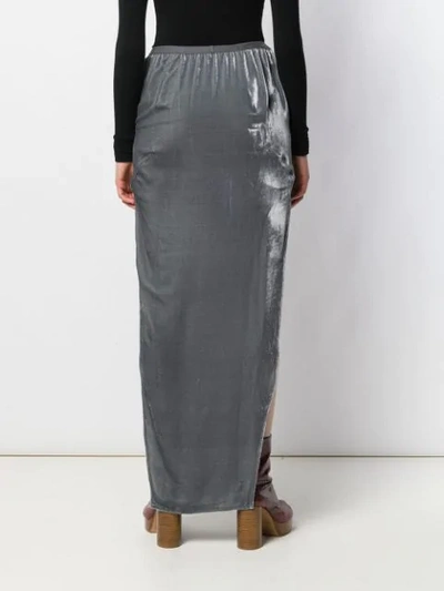 Shop Rick Owens Velvet Straight Skirt In Blue