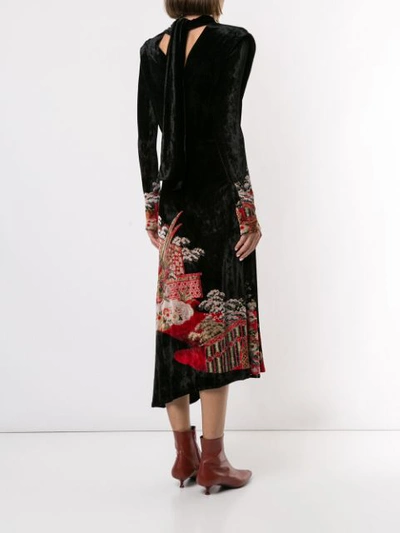 Shop Paco Rabanne Chinoise Print Dress In Black