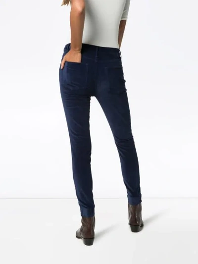 Shop Frame Le High Velvet Skinny Jeans In Blue