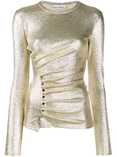Shop Paco Rabanne Metallic Ruched Top In Gold