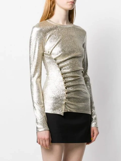 Shop Rabanne Metallic Ruched Top In Gold