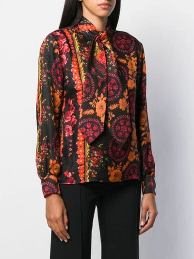 Shop Roseanna Floral Pussy-bow Blouse In Brown