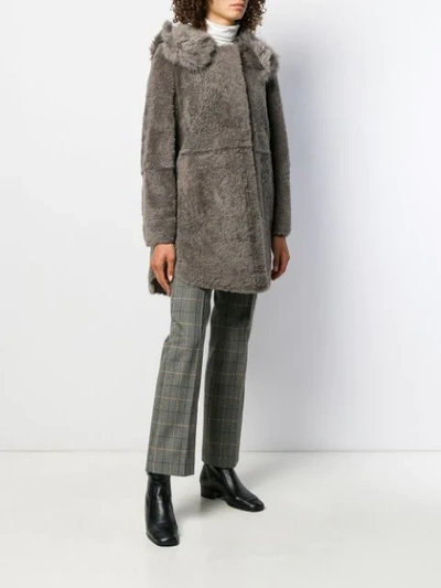 Shop Yves Salomon Concealed Placket Coat In Grey