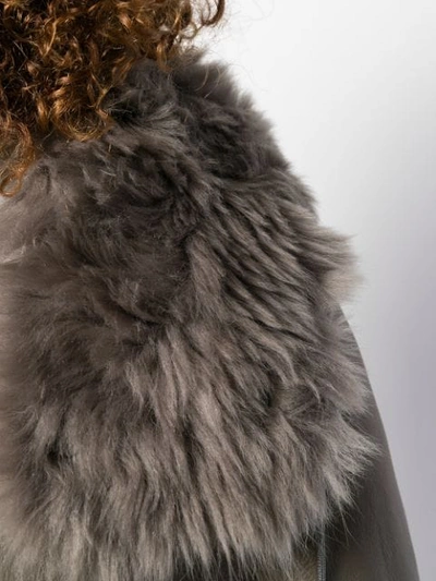 Shop Yves Salomon Concealed Placket Coat In Grey