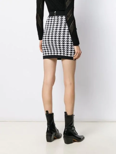 Shop Balmain Houndstooth Knitted Mini Skirt In Black