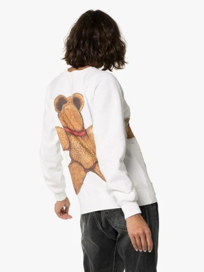 Shop R13 Teddy Bear Print Distressed Sweatshirt In White