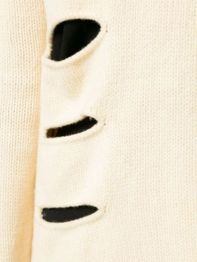 Shop Yohji Yamamoto Turtleneck Holes Detail Jumper In Neutrals