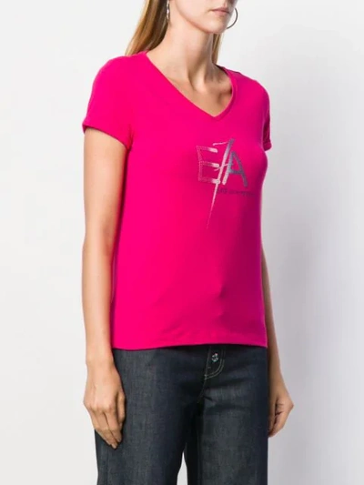Shop Ea7 Logo Print T-shirt In Pink