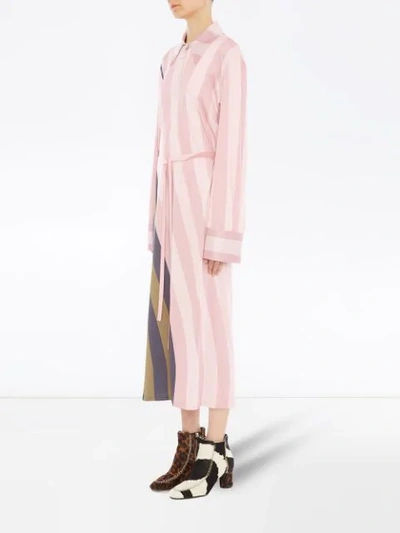 Jw Anderson Belted Striped Crepe De Chine Maxi Dress In Pink