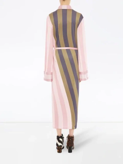 Jw Anderson Belted Striped Crepe De Chine Maxi Dress In Pink