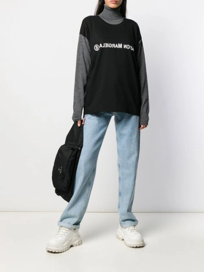 Shop Mm6 Maison Margiela T-shirt Layered Roll Neck Jumper In Black