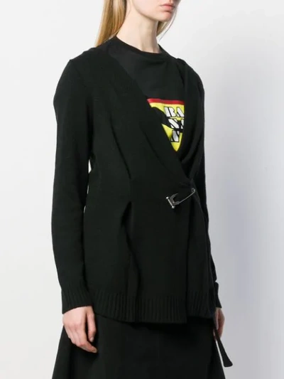 Shop Prada Safety Pin Cardigan In Black