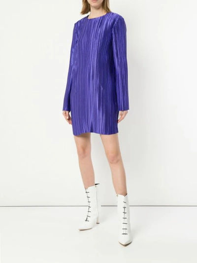 TIBI PLISSE MINI DRESS - 紫色