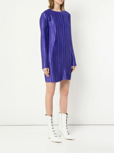 Shop Tibi Plisse Mini Dress In Purple
