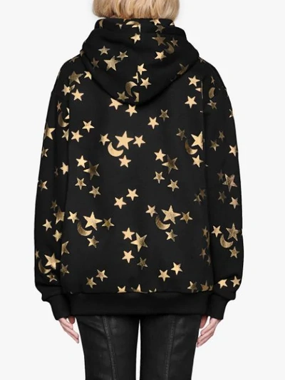 Shop Gucci Stars And Moon Print Hoodie In Black